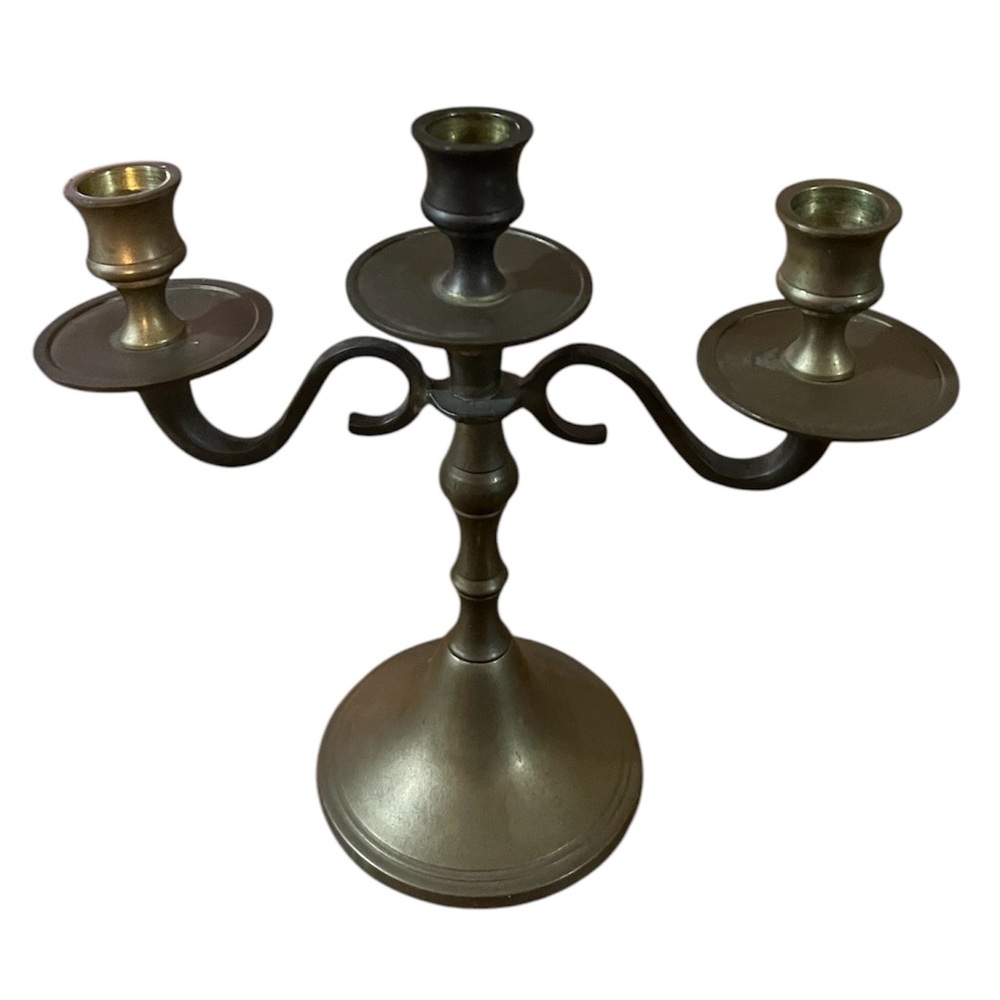 Rare MINATURE Brass Candelabra Candlestick  - 5” tall - 3 Arm Candlestick
